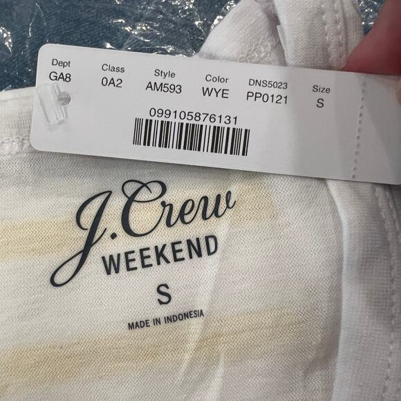 NWT J Crew Women's White & Yellow Stripe Tank - Picture 5 of 9